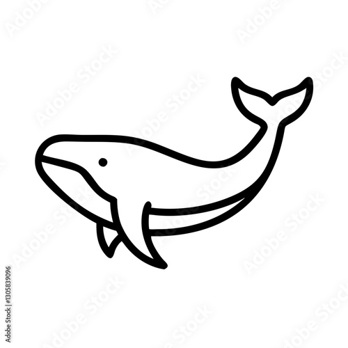 Black whale outline icon in minimalistic style