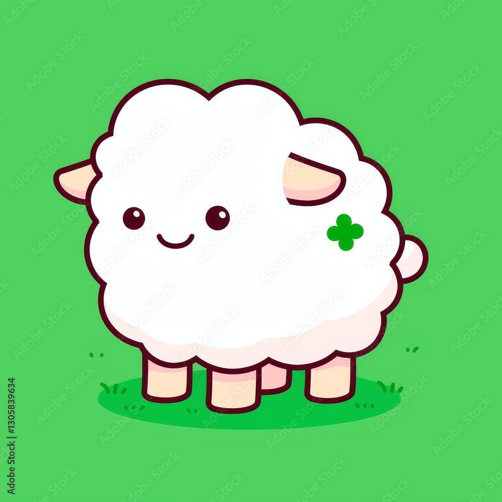 Obraz premium Cute Sheep on Green Grass