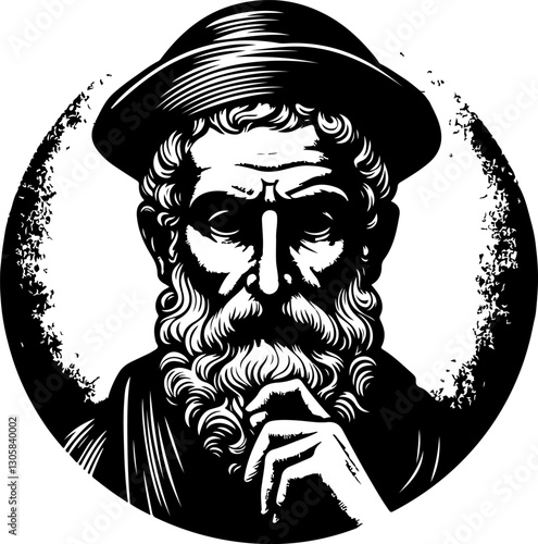 sketch vector illustration silhouette design poster philosopher thinker saint roman greek classic vintage  