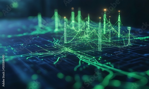 Obraz na płótnie A futuristic image of an AI-optimized global energy network concept. w salonie