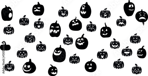 Spooky Halloween pumpkins set. Jack o Lantern.