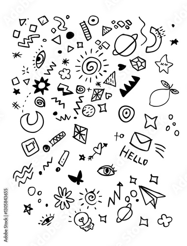 ガーリー 手書きイラスト ベクター
