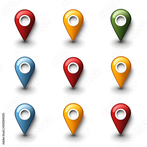 Free Download Colorful map markers on white background - GFXLoad