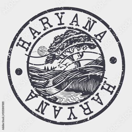 Haryana, India Stamp Retro Postmark. Silhouette Postal Passport. Seal Round Vector Icon. Badge Vintage Postage Design. photo