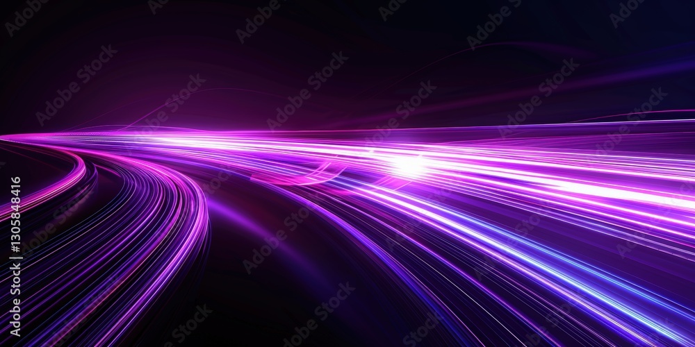 Vibrant neon light trails in dark space Vibrant neon light trails in dark space