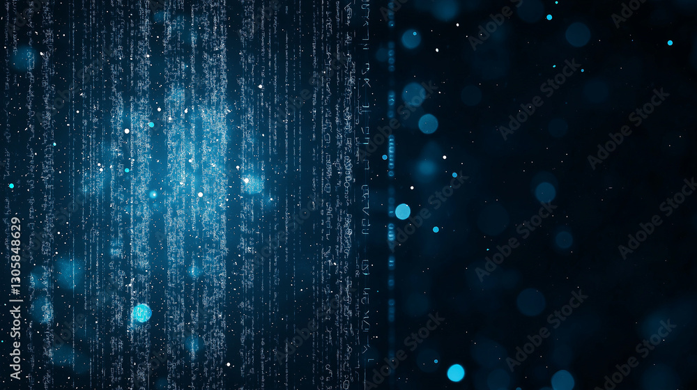 Digital Matrix: Abstract, futuristic composition showcasing a cascade of data streams against a dark blue backdrop, evoking technological advancements, internet, and digital age. Digital Matrix: Abstract, futuristic composition showcasing a cascade of data streams against a dark blue backdrop, evoking technological advancements, internet, and digital age.