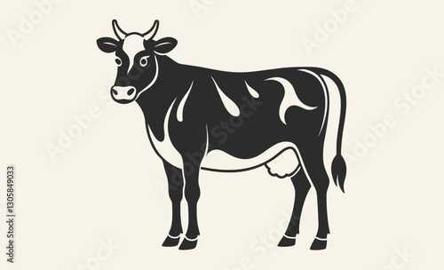 Vintage cow silhouette, Cow silhouette, vintage logo, retro print vector