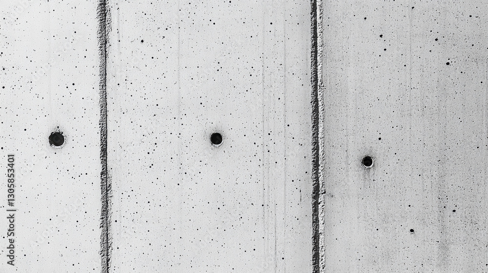 A textured concrete wall featuring three dark circular markings, conveying an industrial and minimalist aesthetic. A textured concrete wall featuring three dark circular markings, conveying an industrial and minimalist aesthetic.