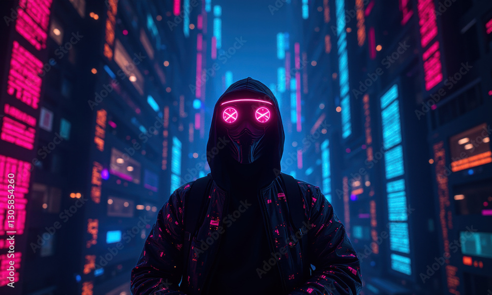 Cyberpunk Hacker Neon Mask Cityscape - Cyberpunk Cyberpunk Hacker Neon Mask Cityscape - Cyberpunk