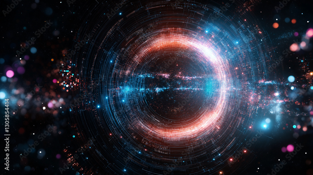Obraz premium Cosmic Gateway: An awe-inspiring visualization of a cosmic gateway, pulsating with vibrant energy and intricate details, creating a sense of wonder and infinite possibilities. 