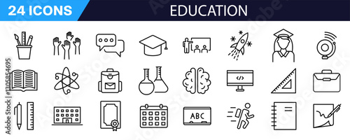 Education icon. Learning icon set. Linear style.