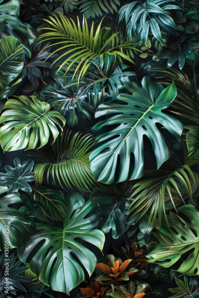 Lush green tropical leaves background Lush green tropical leaves background