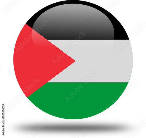 Free Download palestine  flag -- 3D Circular Icon, High-Resolution PNG National Symbol for Web and Print	 - GFXLoad