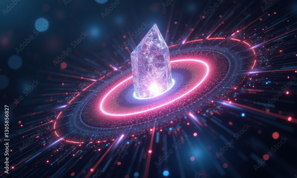 Obraz premium Glowing Crystal Energy Portal, Sci-Fi - Futuristic