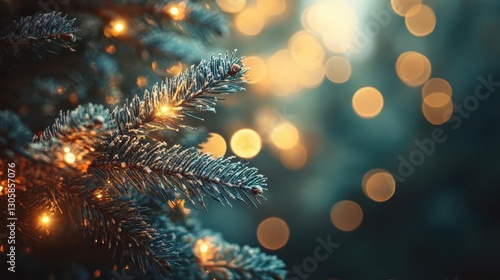 Wallpaper Mural Christmas tree with glowing lights, festive holiday atmosphere Torontodigital.ca