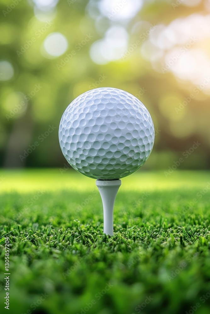 Closeup view of golf ball on green grass lawn Closeup view of golf ball on green grass lawn