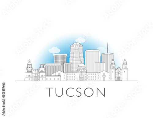 Tucson, Arizona, skyline cityscape vector illustration