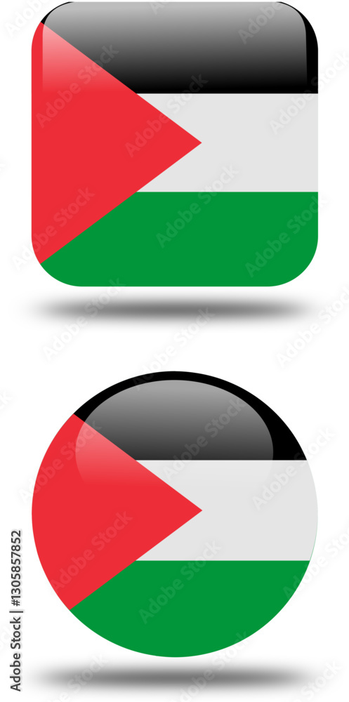 square and circullar 3d look flag of palestine country square and circullar 3d look flag of palestine country