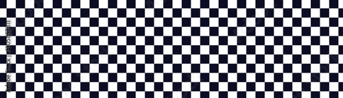 Waving checkered finish line flag, monochrome racing pennant symbol, seamless competition banner for motorsport and drag race. Flat vector illustration isolated on white background.