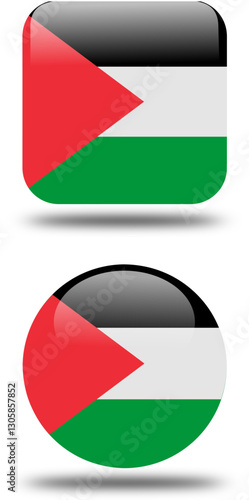 Free Download square and circullar 3d look flag of palestine country - GFXLoad