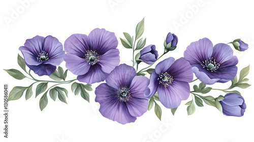 Fototapeta Naklejka Na Ścianę i Meble -  A purple flower bouquet with five flowers