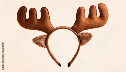 brown reindeer headband with plush antlers and ears