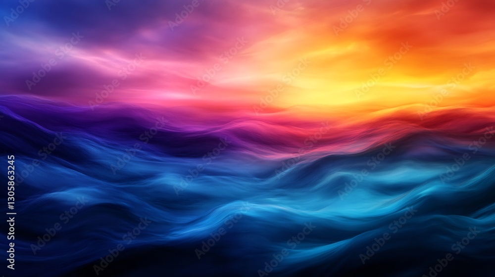 Obraz premium Abstract Colorful Sunset Landscape: Vibrant Hues of a Dreamlike Seascape