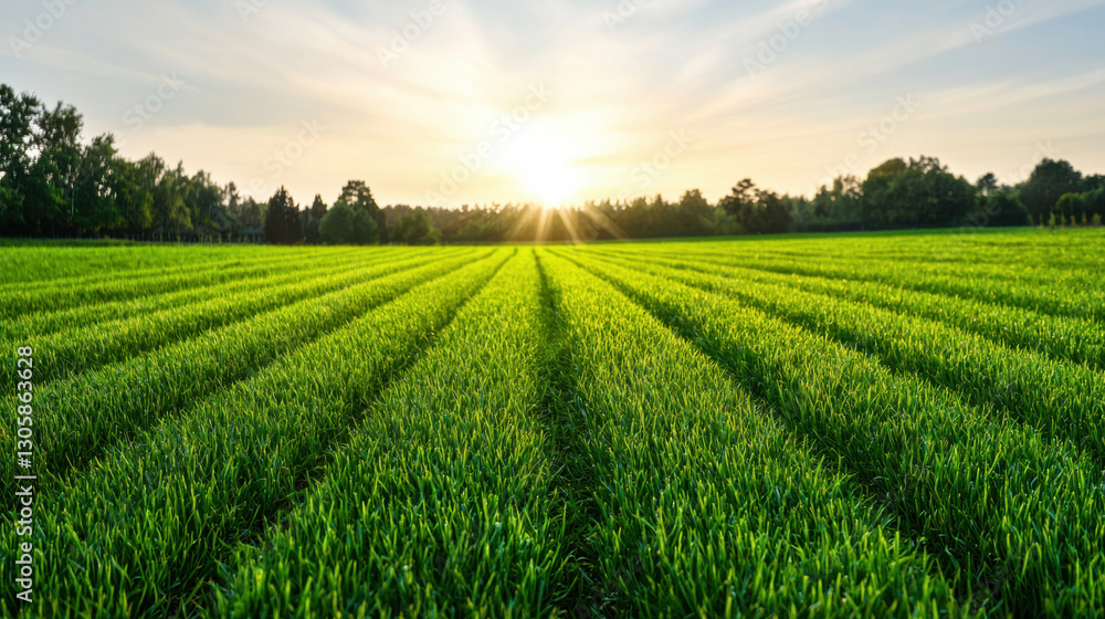 Expansive golden field of wheat under a clear blue sky with gentle breeze rolling through the crops Expansive golden field of wheat under a clear blue sky with gentle breeze rolling through the crops