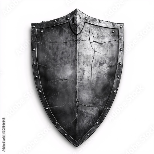 Medieval Metal Shield Armor: Sturdy Vintage Design for Knight Protection and Battle Defense
