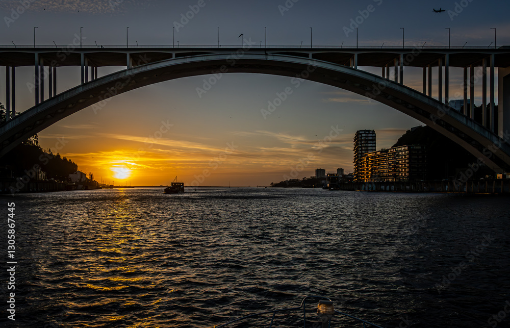 Naklejka premium Colorful, historic buildings along the banks of the Douro river in Portugal.
