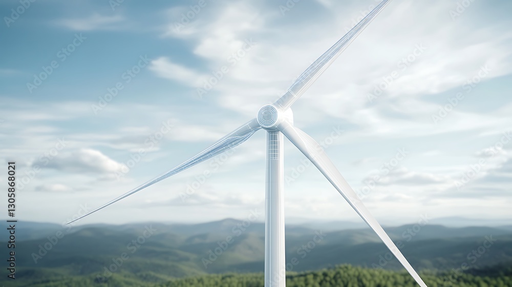 Fototapeta premium Close-up of a futuristic transparent wind turbine showcasing innovative design and technology.