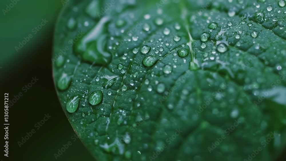 Macro shot of leaf with water drops, Leaf Texture With Raindrops Macro shot of leaf with water drops, Leaf Texture With Raindrops