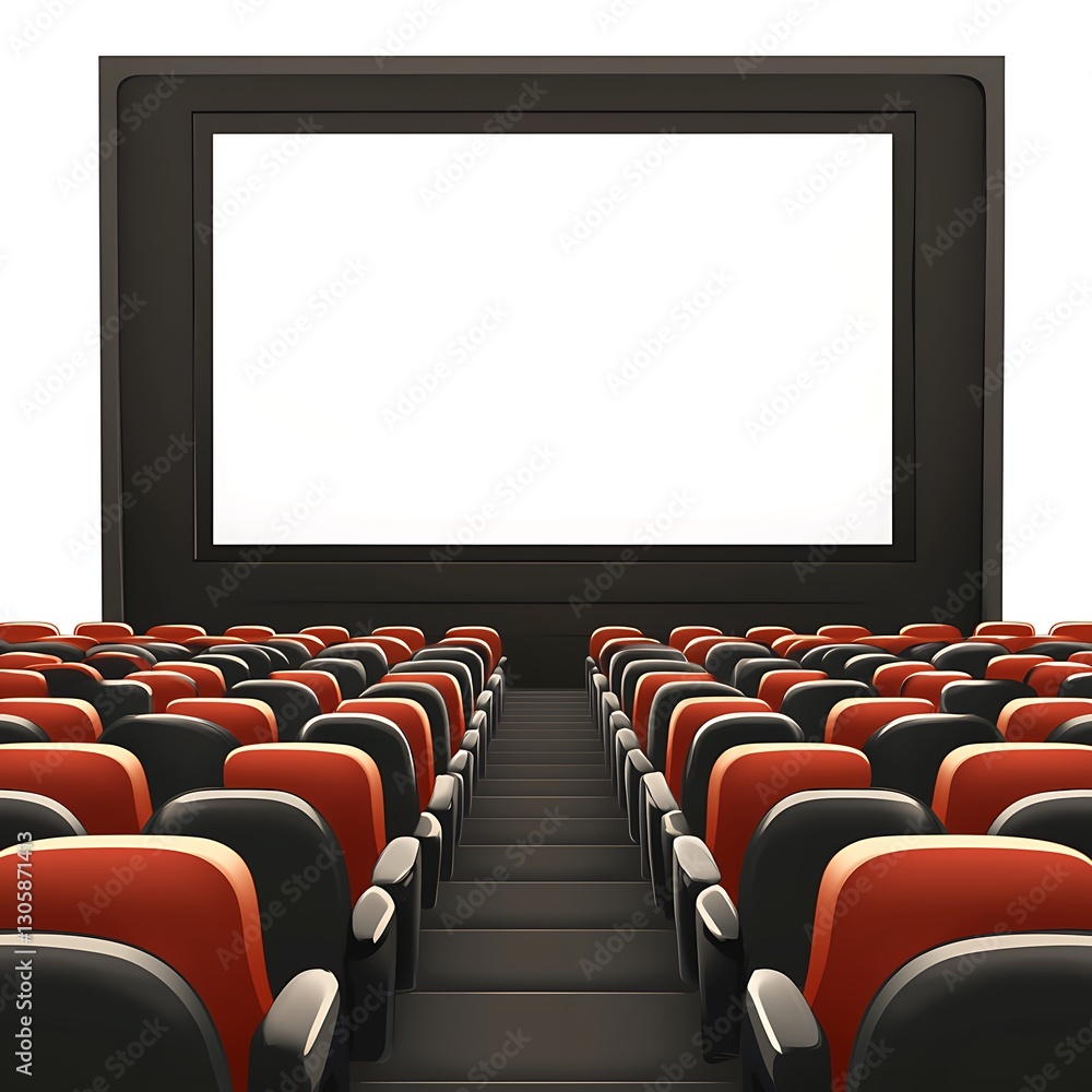 Fototapeta premium Empty Cinema Auditorium with Blank Screen.