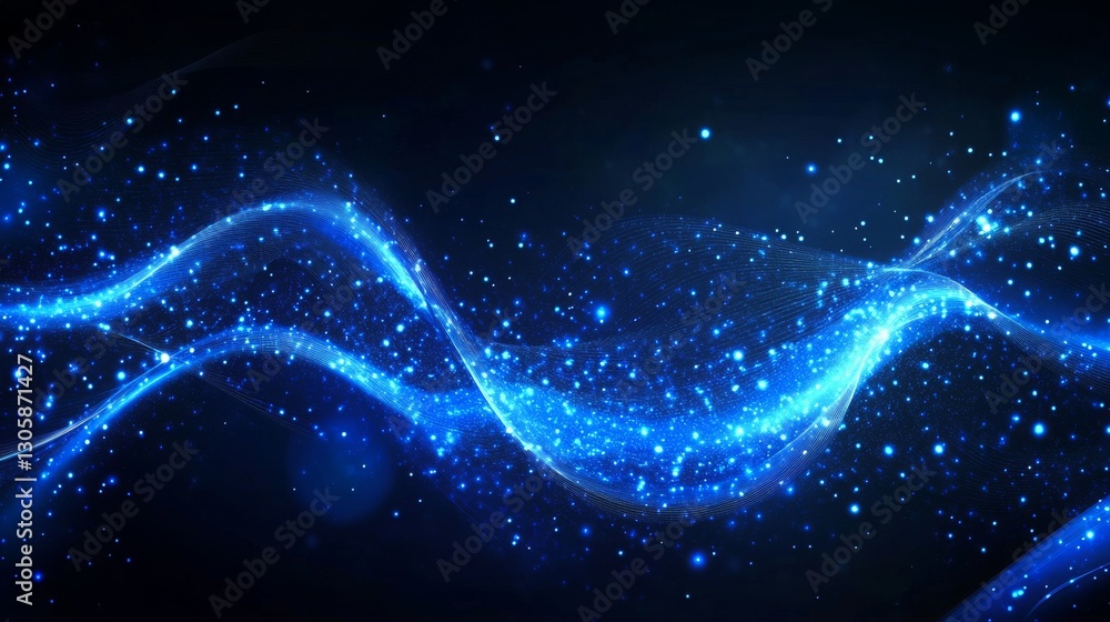 Attract Blue Line Movement, Abstract Wave Line, Light Technology Background, Copy Space Attract Blue Line Movement, Abstract Wave Line, Light Technology Background, Copy Space
