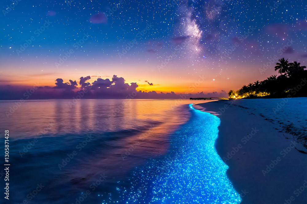 Fototapeta premium maldives spring midnight bioluminescence