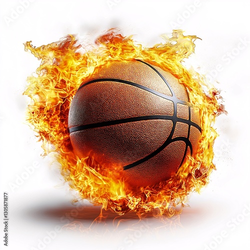 Explosive Basketball Action: Flames, Skill, and Athletic Passion on Court