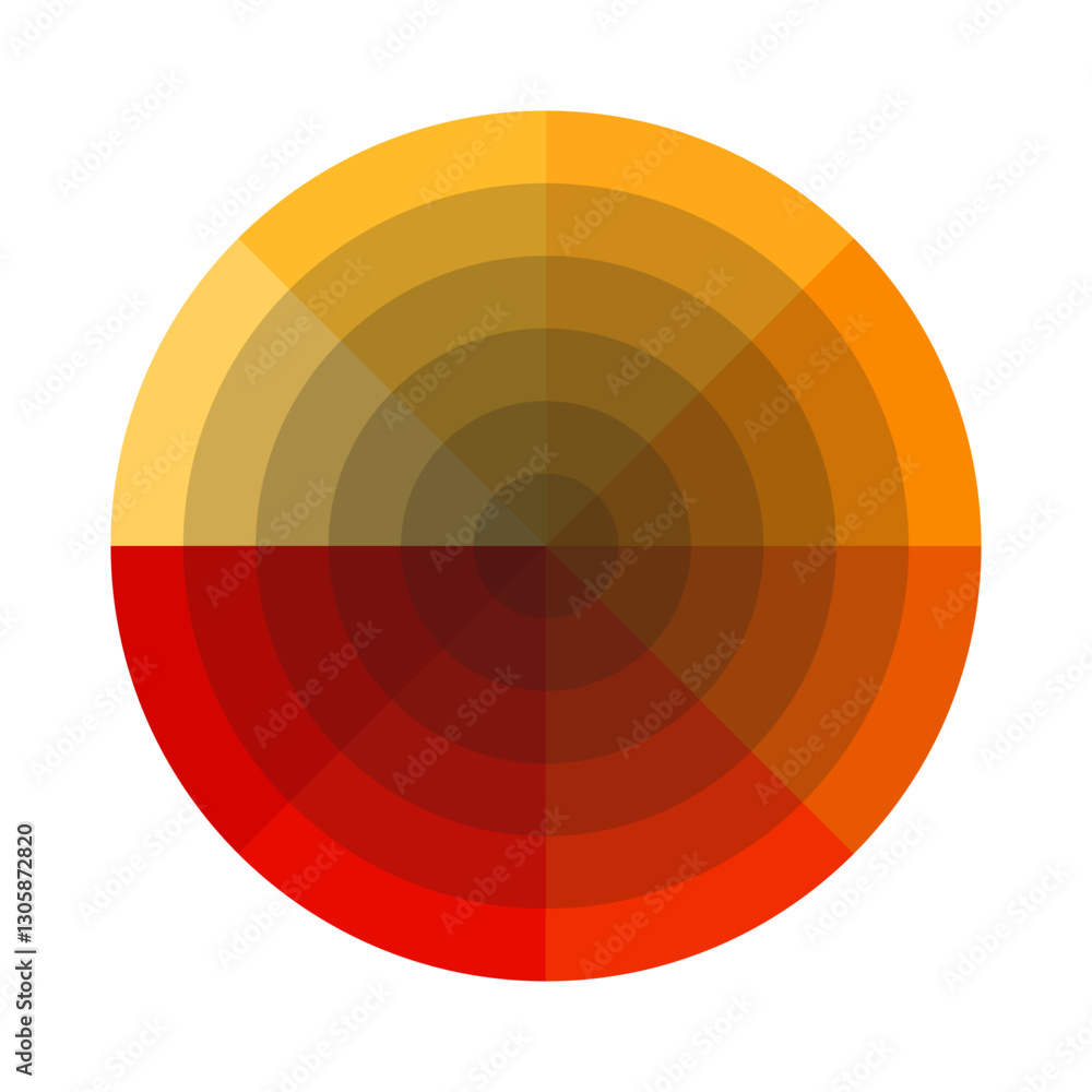 Obraz premium Warm color wheel. Red orange palette. Artistic spectrum. Vector illustration.