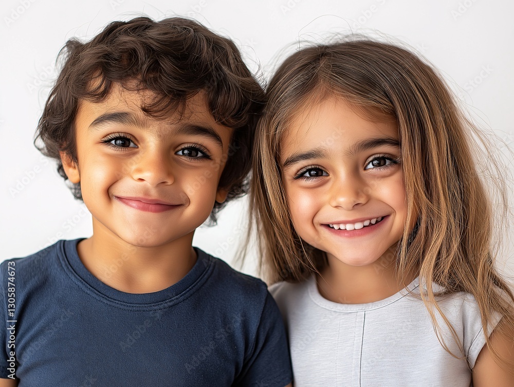 Smiling Siblings: Joyful Childhood Moments in Diverse Friendship Smiling Siblings: Joyful Childhood Moments in Diverse Friendship