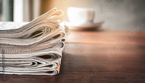 stack of newspaper with copy space