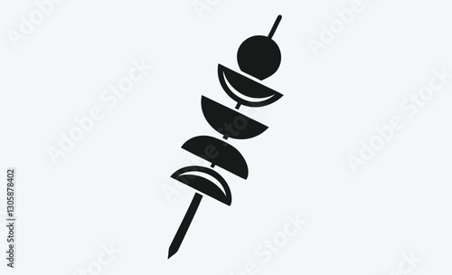 Silhouette kebab skewer icon, barbecue kebab silhouette, grilled skewer black vector icon