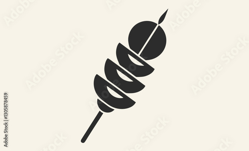 Silhouette kebab skewer icon, barbecue kebab silhouette, grilled skewer black vector icon