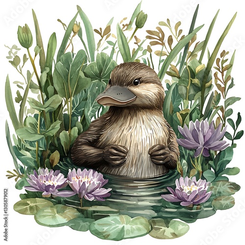 Platypus in Aquatic Bloom. photo