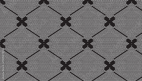 Black lace fabric composed of diamonds and four-petal small flowers