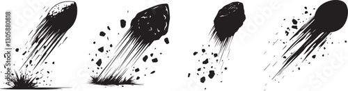 Silhouette of a meteor crashing to the ground vector silhouette