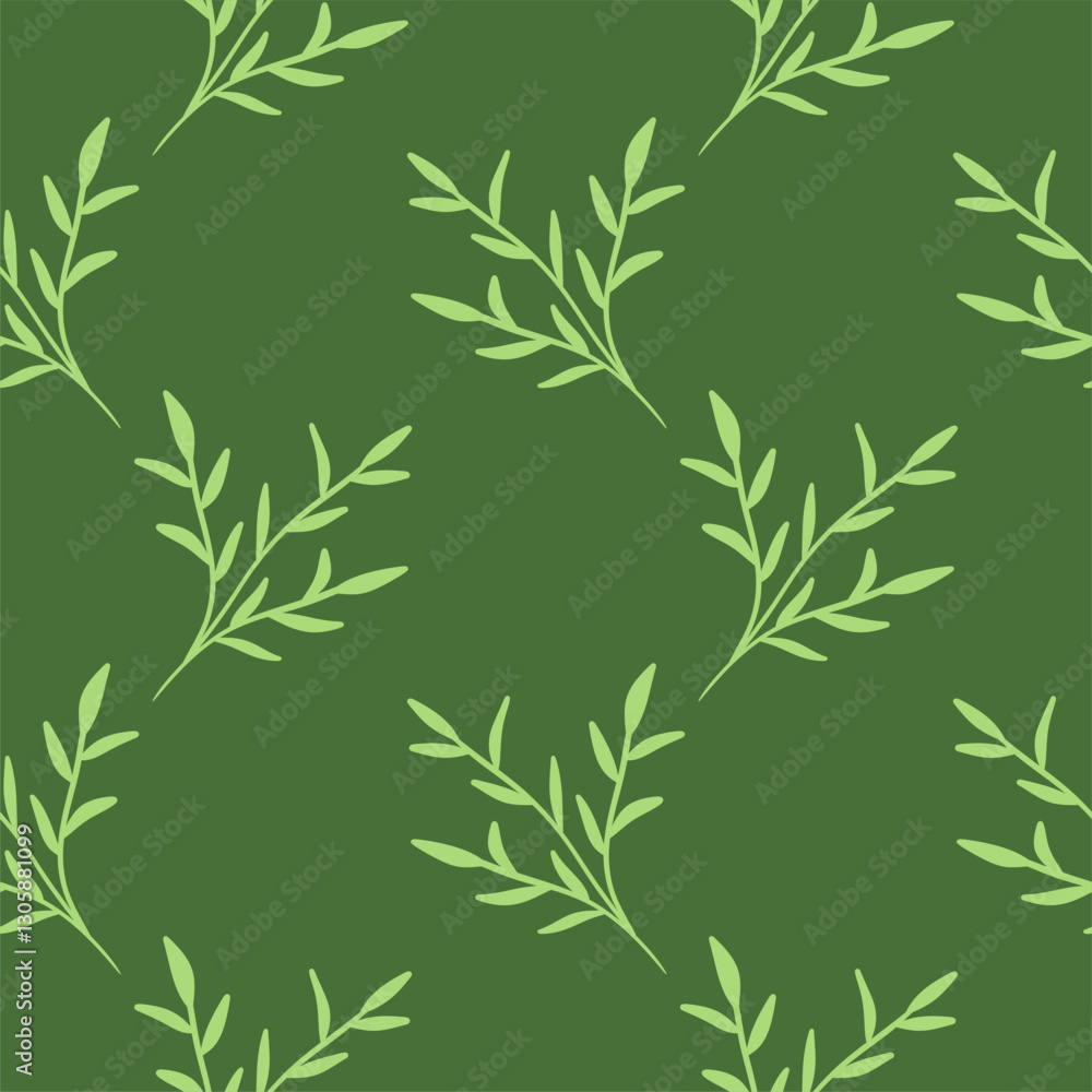 Naklejka premium botanical floral vector seamless pattern. Floral pattern filled with green leaves