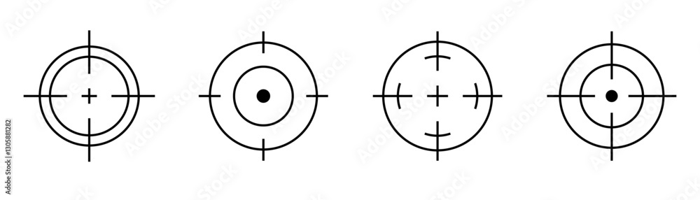 Set of target line icons. Aim gun symbol. Crosshair target weapon Set of target line icons. Aim gun symbol. Crosshair target weapon
