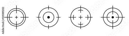 Set of target line icons. Aim gun symbol. Crosshair target weapon