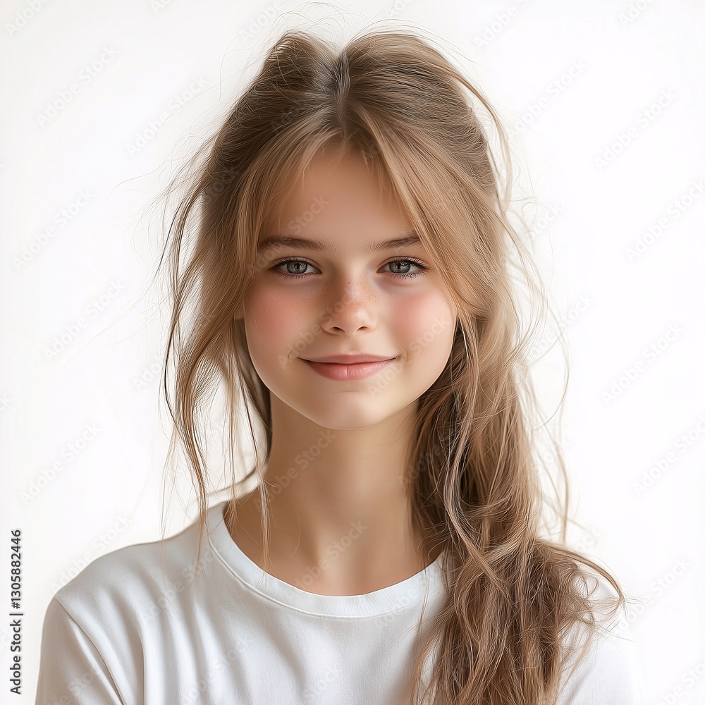 Portrait of a Young Woman: Natural Light Beauty with a Sincere Smile in Casual Style Portrait of a Young Woman: Natural Light Beauty with a Sincere Smile in Casual Style