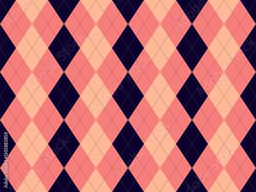 Elegant argyle pattern in coral and navy.  Perfect for textiles, fashion, websites, or branding.
