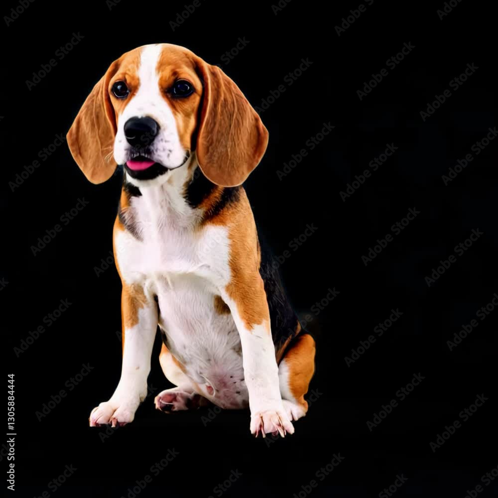 Adorable beagle puppy portrait isolated asset, transparent 4K video, alpha channel, ProRes 4444 Adorable beagle puppy portrait isolated asset, transparent 4K video, alpha channel, ProRes 4444